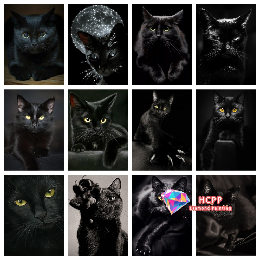 Unique Art Craft - Kit Lukisan Berlian Hewan Kucing Hitam