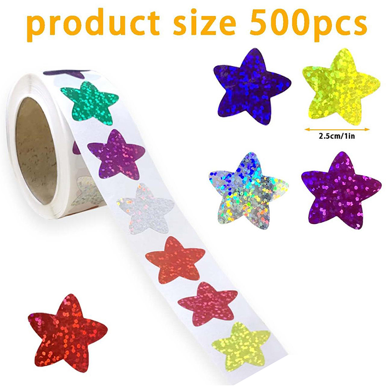 School Of Art X Craft - 500 Buah/Rol Stiker Bintang Warna-warni Stiker