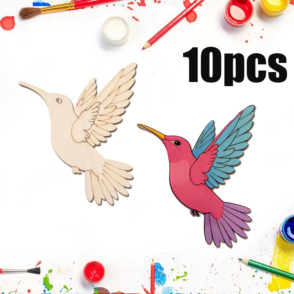 Art Craft Diy - 10 Buah Potongan Burung Hewan Kayu