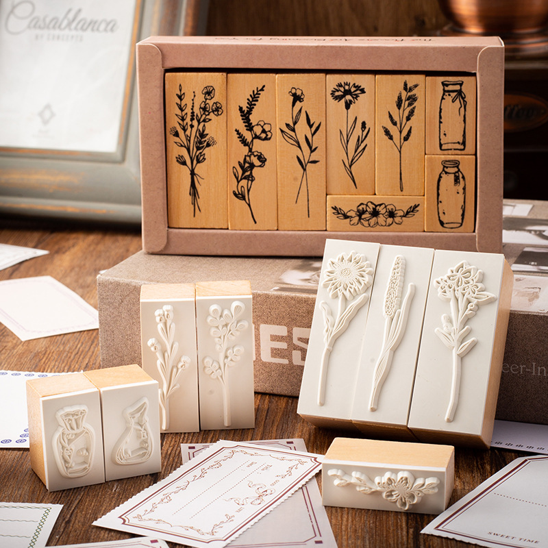 Art Craft Vase - Kombinasi kayu teratai Retro Set tanaman