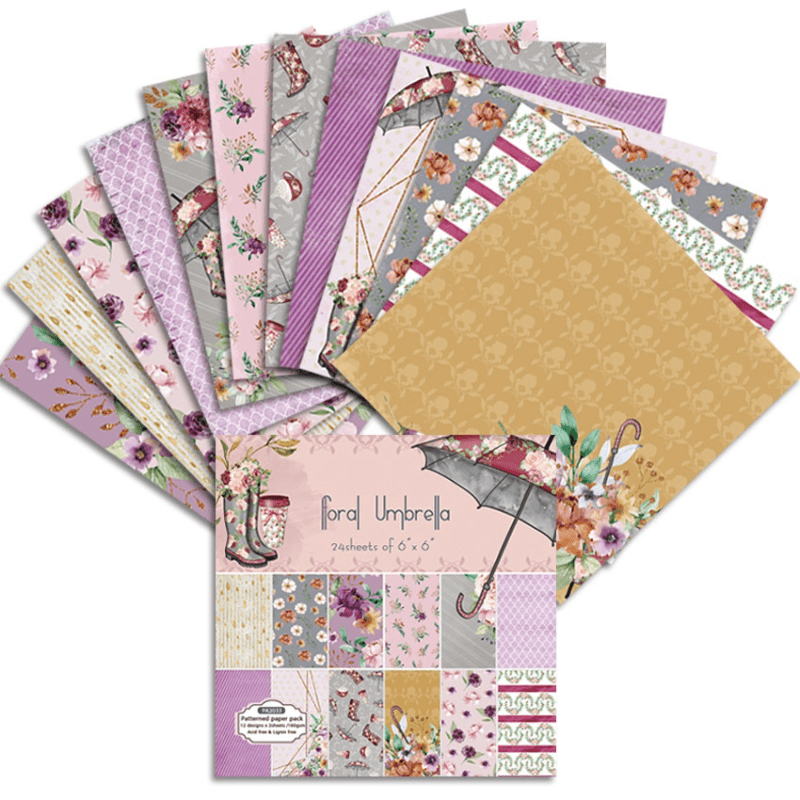 Art Craft Umbrella - 24 Lembar/Paket Kertas Kerajinan Payung Bunga,
