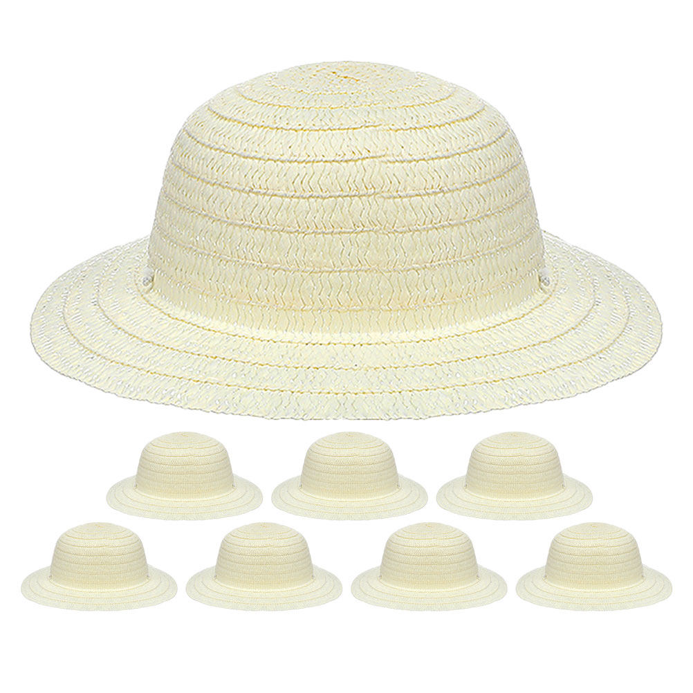8Pcs Topi Jerami Anak DIY Puti - Art Craft Diy ulasan dan harga