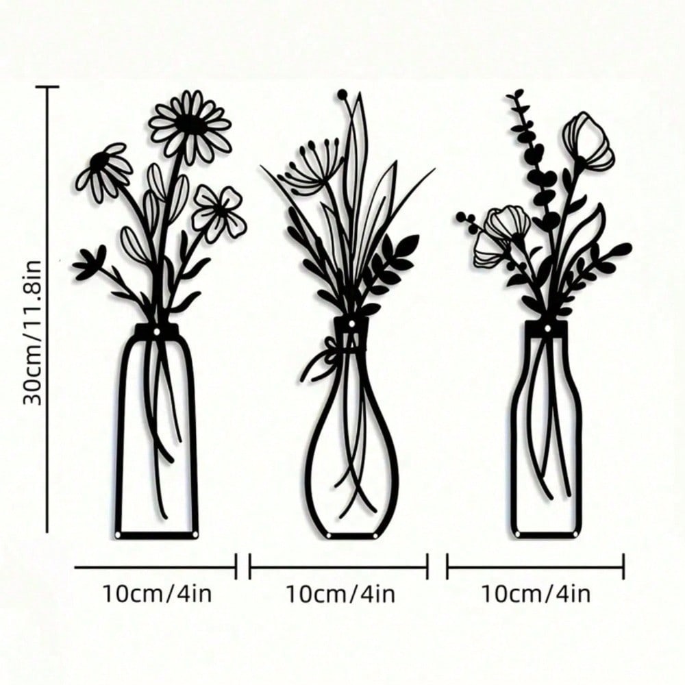 3 buah Seni Dinding Logam Vint - Art Craft Vase ulasan dan harga