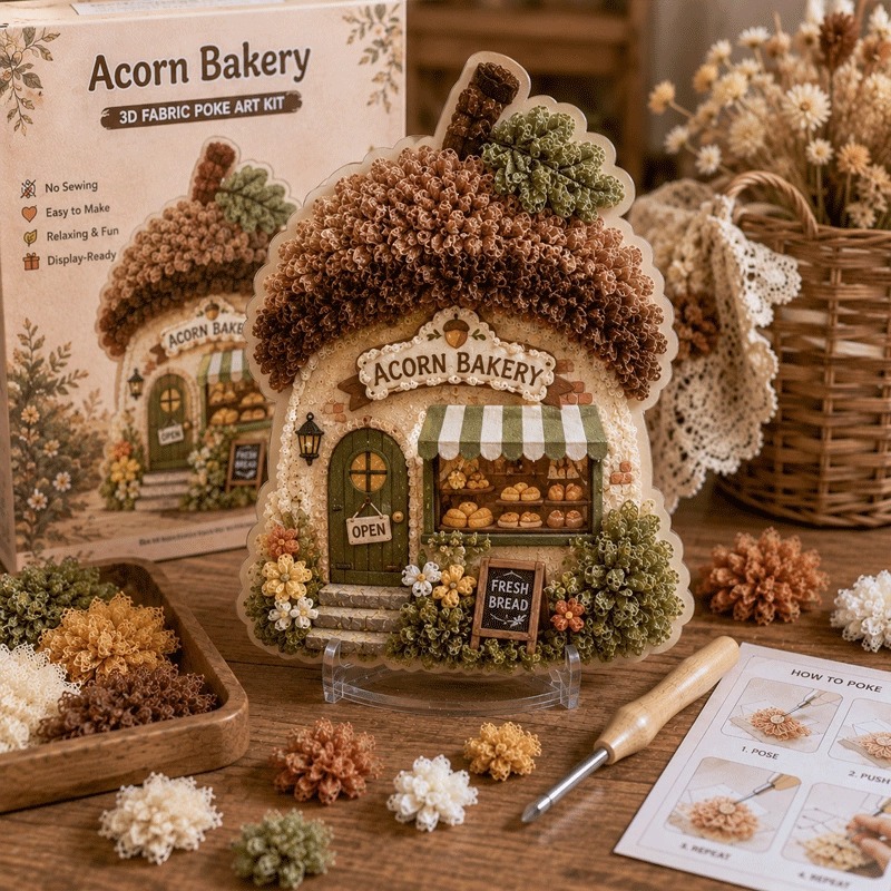 Kit Seni Poke Kain 3D Desain D - Art Craft Bakery ulasan dan harga