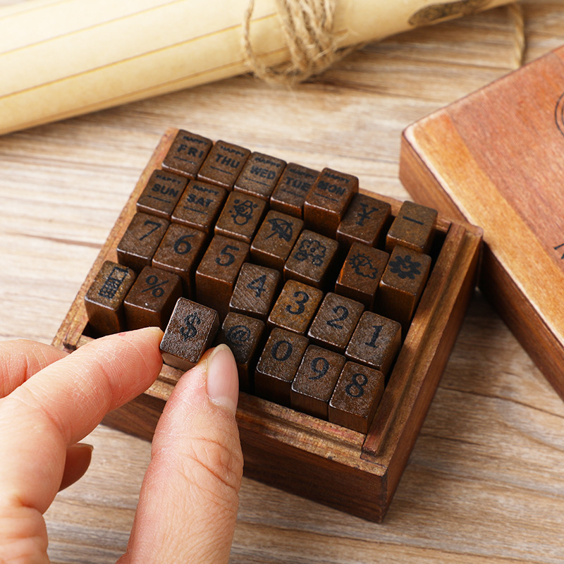 28Pcs/Box Stempel Alfabet Vint - Rubber Stamp Blank ulasan dan harga
