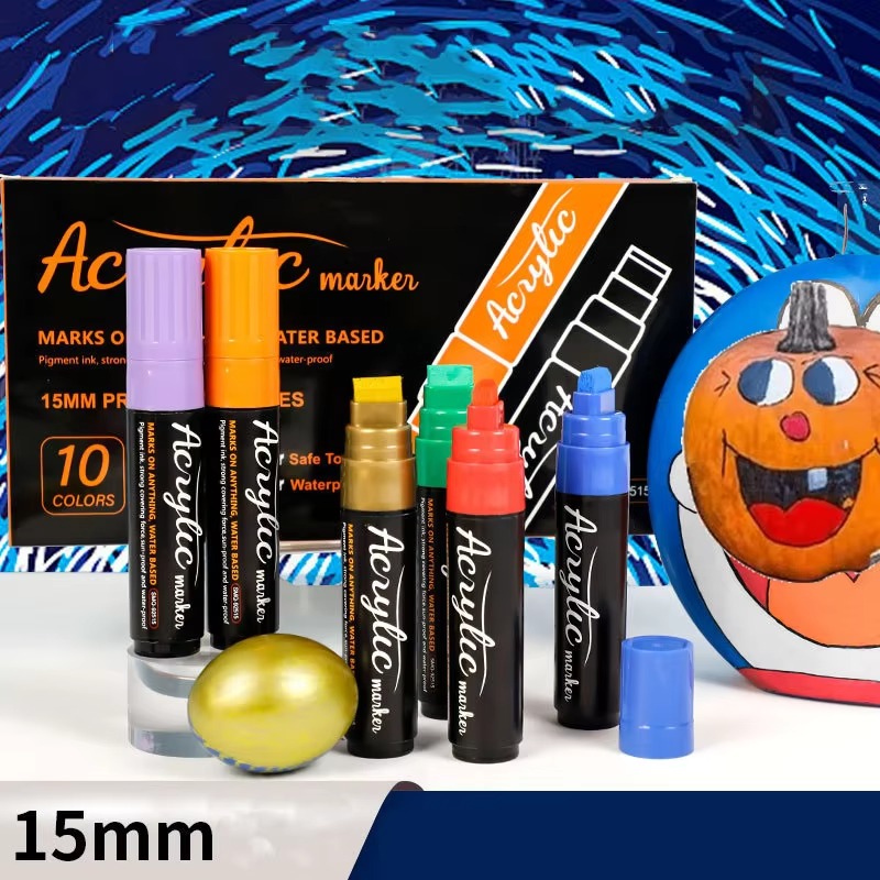 Set Pena Spidol Cat Akrilik 10 - Art Craft Jumbo ulasan dan harga