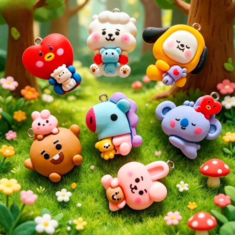 7pcs BT21 Resin Kartun Charm A - Art Craft Diy ulasan dan harga