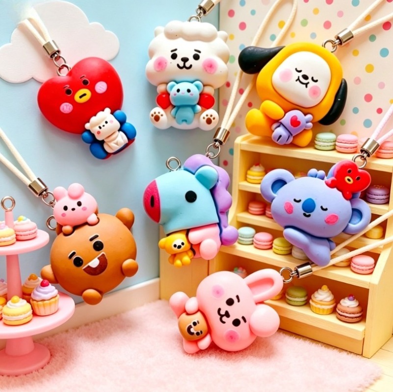 7pcs BT21 Resin Kartun Charm A - Art Craft Diy ulasan dan harga