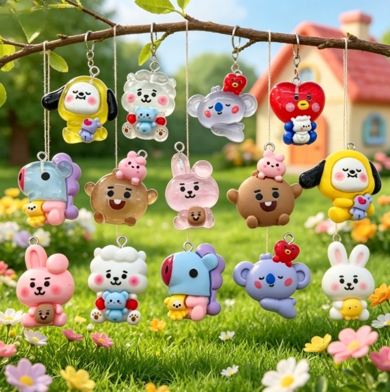 7pcs BT21 Resin Kartun Charm A - Art Craft Diy ulasan dan harga