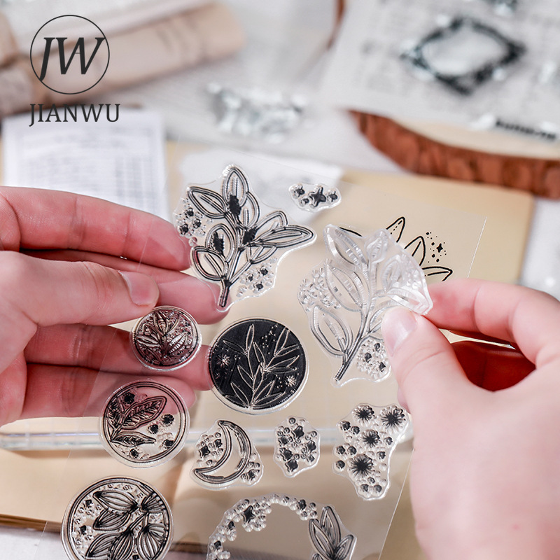JIANWU Minimalis Hitam Putih T - Rubber Stamp Blank ulasan dan harga