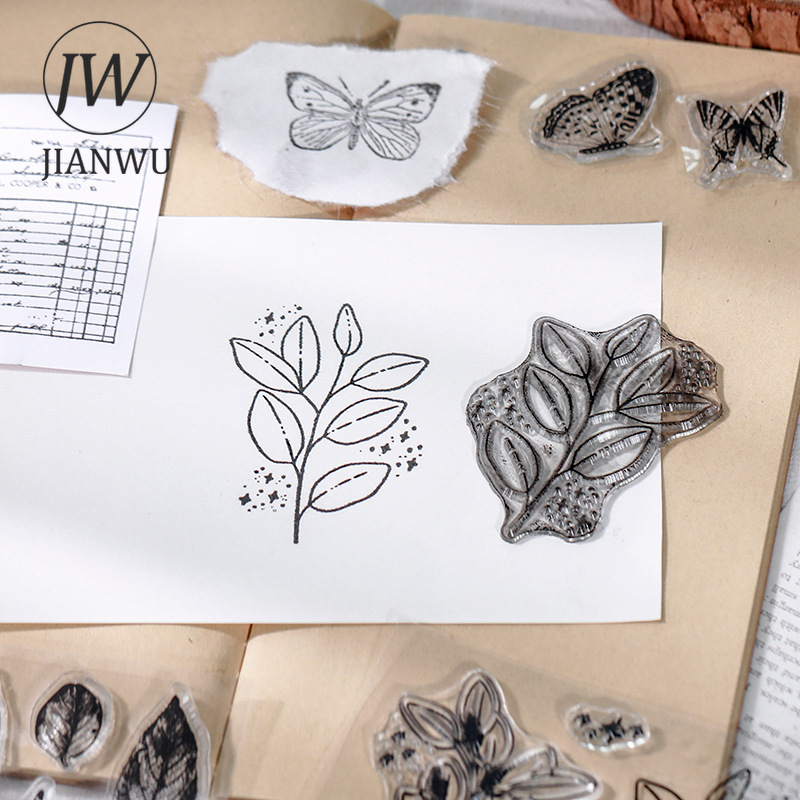 JIANWU Minimalis Hitam Putih T - Rubber Stamp Blank ulasan dan harga