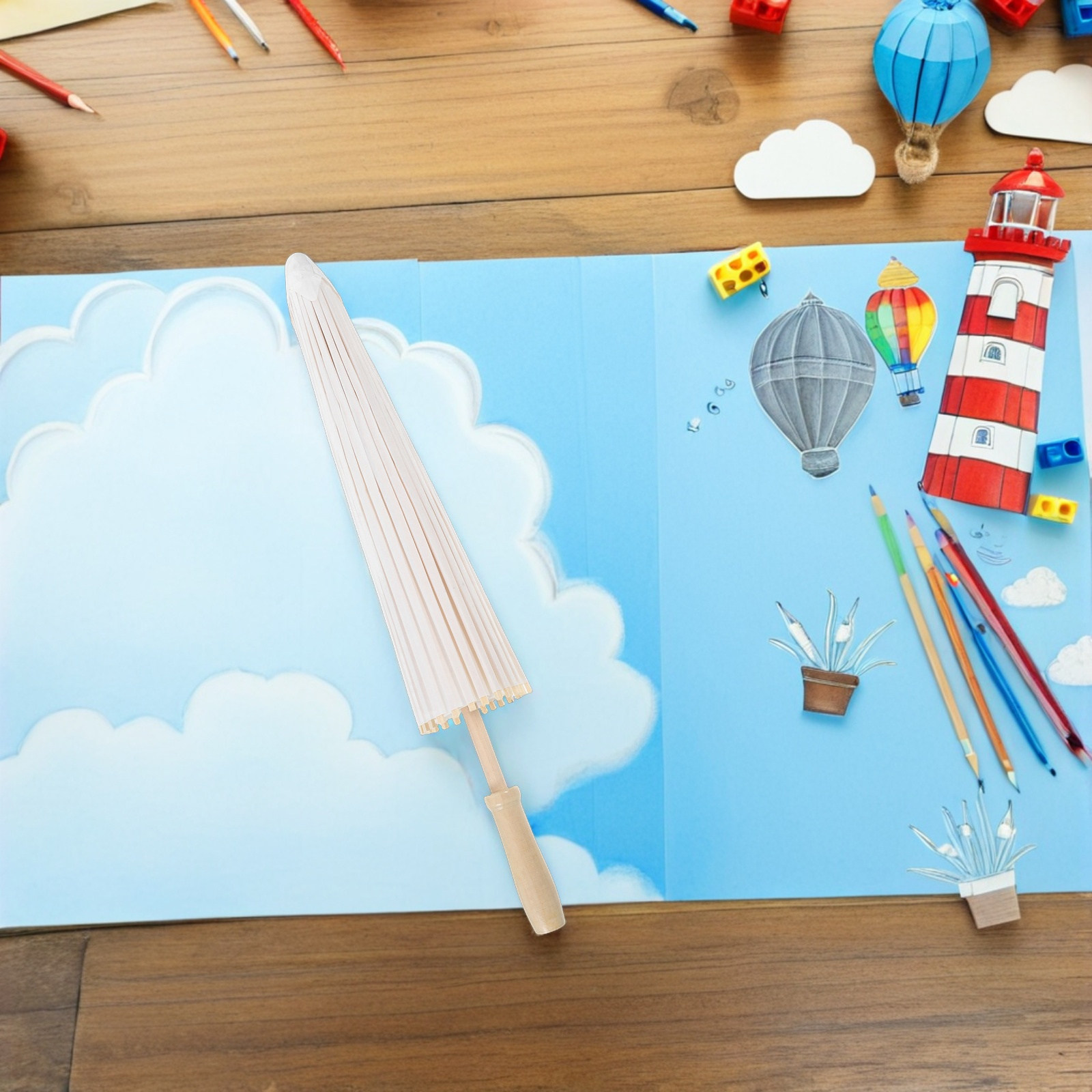 Payung Kertas Kosong Buatan Ta - Art Craft Umbrella ulasan dan harga