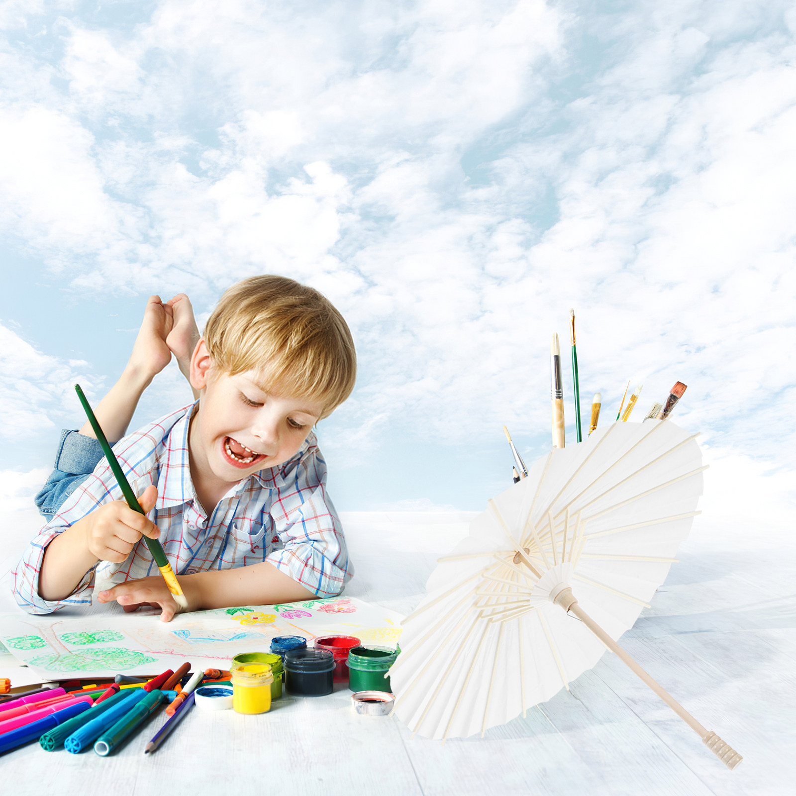Payung Kertas Kosong untuk Luk - Art Craft Umbrella ulasan dan harga